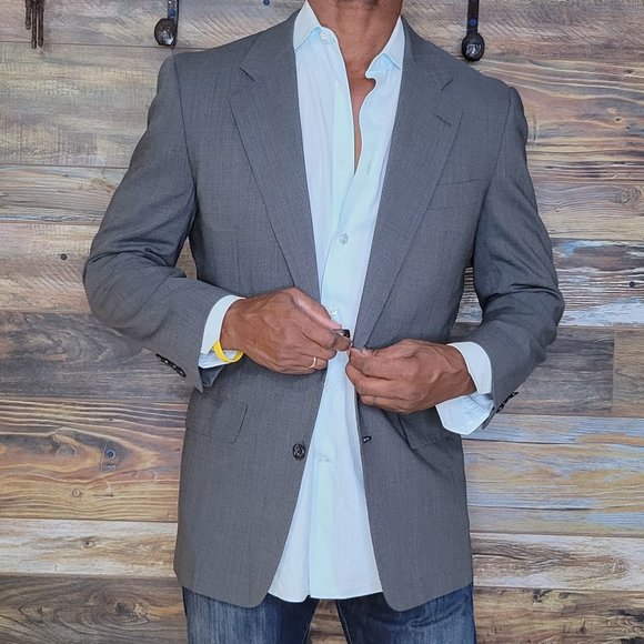 Hickey Freeman 100% Wool Gray Geometric Blazer Sport Jacket Size 39R - Picture 7 of 12